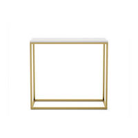 KONSOLENTISCH Well 80 Weiß, Goldene Beine - Goldfarben/Weiß, Holzwerkstoff/Metall (25/80/80cm) - Bettso