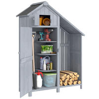 GARTENSCHRANK DE-09256 mit Asphaltdach und Einlegeboden Grau - Grau, Holz (51.5/180/129cm) - ComfortXL