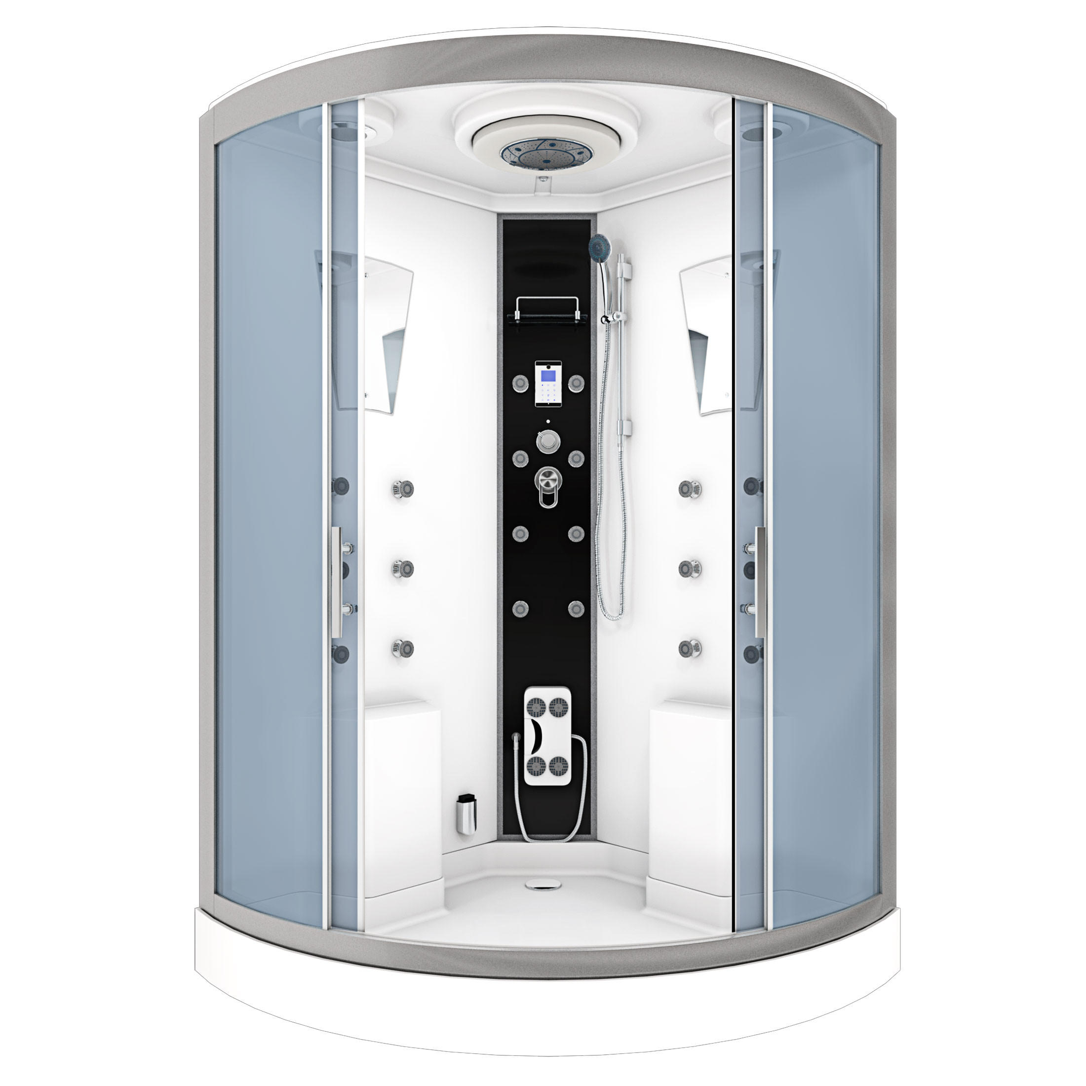 ACQUAVAPORE Dampfdusche Sauna Dusche Duschkabine D26-EH-EC-EA 130x130 cm MIT 2K Scheiben Versiegelung - Weiß, Glas/Kunststoff (130/130/220cm) - AcquaVapore by Sandra Jentho