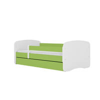KINDERBETT Waschbär 80x160 cm mit Schublade, Rausfallschutz & Lattenrost, Grün - Grün, Holzwerkstoff (80/160cm) - RAUMHIRSCH FURNITURE