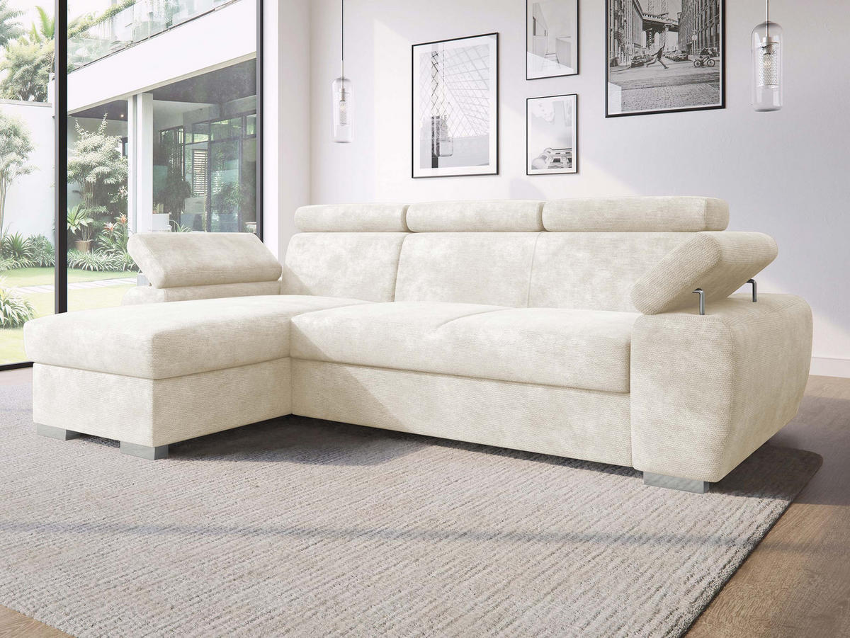 ECKSOFA Plaza L - Silberfarben/Creme, Holz/Kunststoff (255/170cm) - MIRJAN24