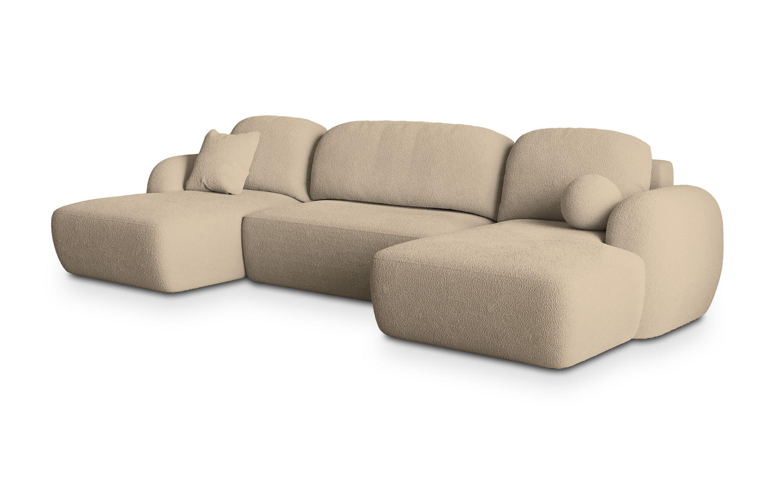 ROHOVÁ SEDAČKA SAVONA krémová - černá/krémová, dřevo/textil (320/148cm) - MASSENO