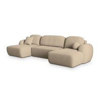 ROHOVÁ SEDAČKA SAVONA krémová - černá/krémová, dřevo/textil (320/148cm) - MASSENO