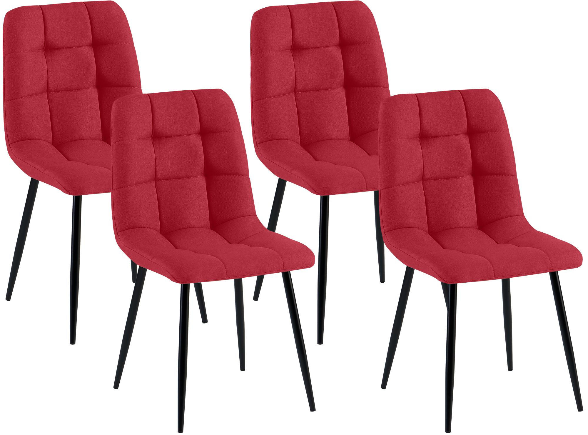 STUHL 4 Stoff Rot - Rot/Schwarz, Textil/Metall (45/84/55cm) - CLP