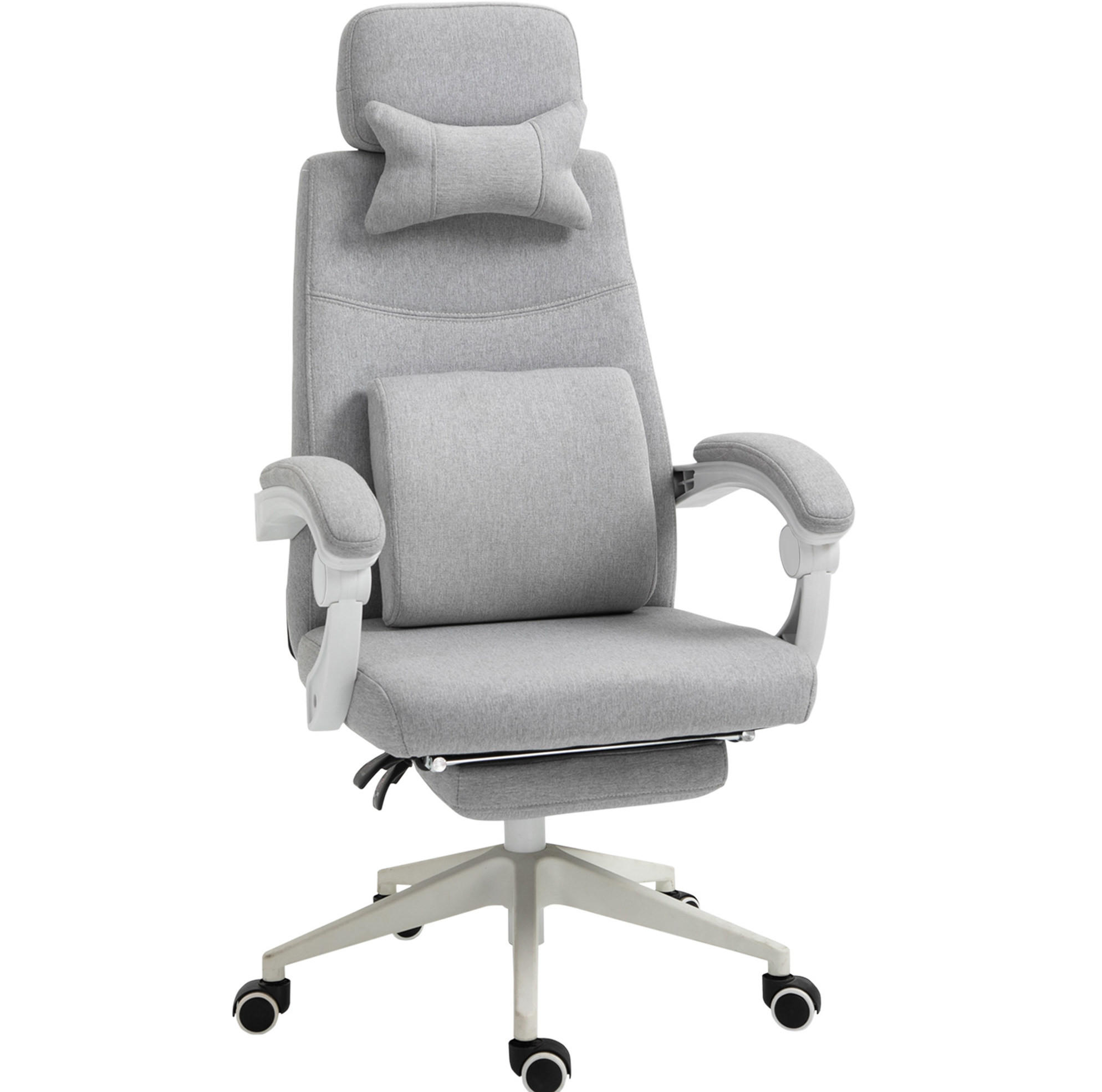 BÜROSTUHL ergonomisch höhenverstellbar Grau mit Fußstütze - Grau, Kunststoff (68/117/62cm) - Meubliv
