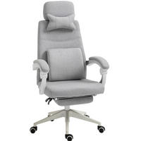 BÜROSTUHL ergonomisch höhenverstellbar Grau mit Fußstütze - Grau, Kunststoff (68/117/62cm) - Meubliv