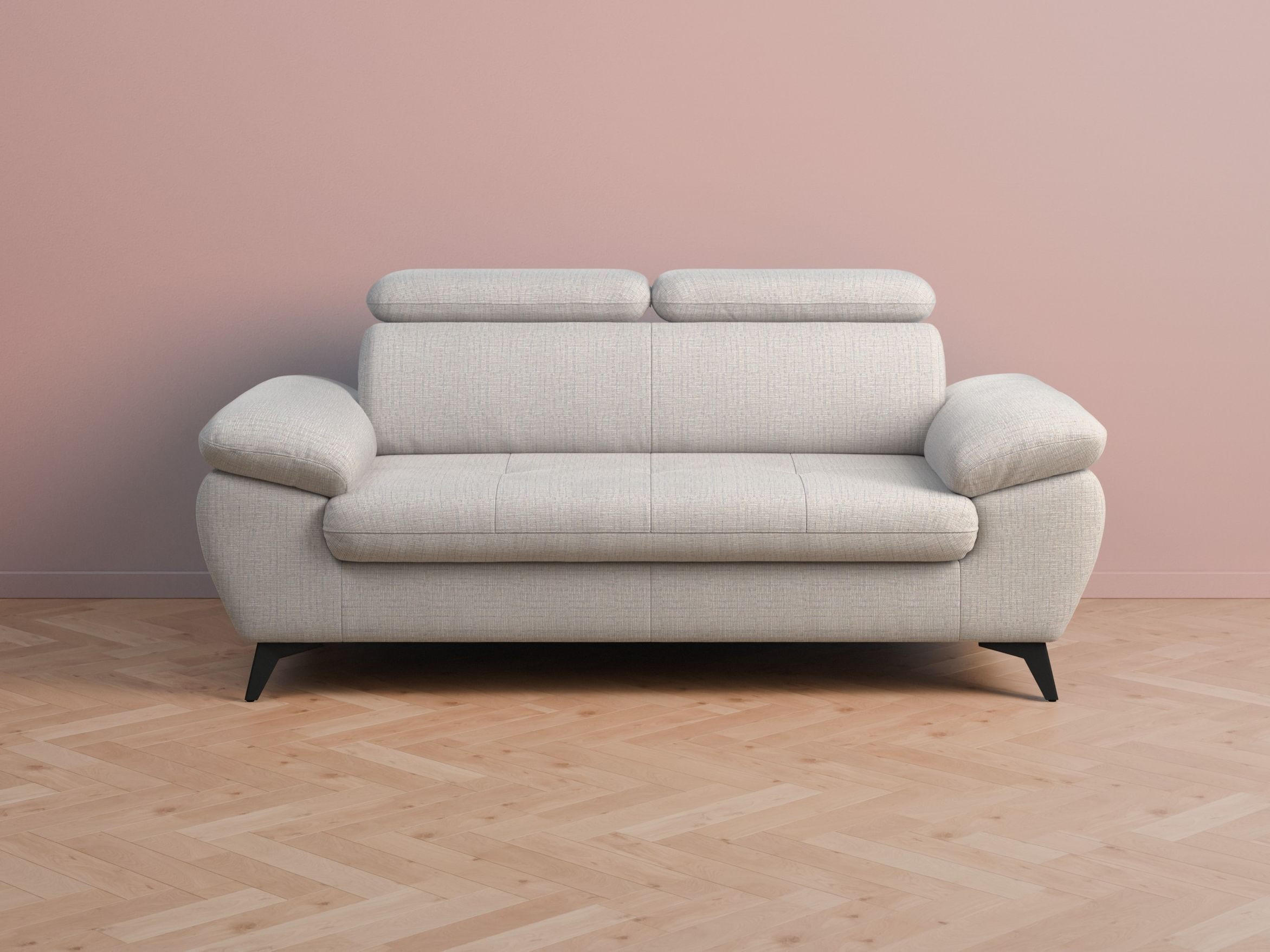 2,5-SITZER Karlstad Chenille Beige verstell. Kopfstützen B 194 cm - Creme, Kunststoff/Textil (194/84/100cm) - foamnova