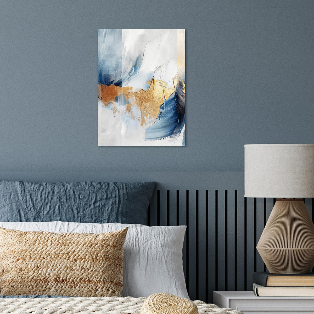 POSTER Gold - Blau - Aquarell - Kunst - Modern 30x40 cm - Hellblau, Papier (30/40/0.1cm) - MuchoWow