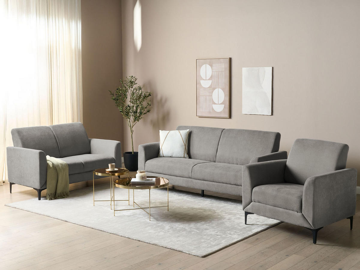 SOFA-SET 6-sitzer grau Fenes - Schwarz/Grau, Textil (75/75/188cm) - Beliani