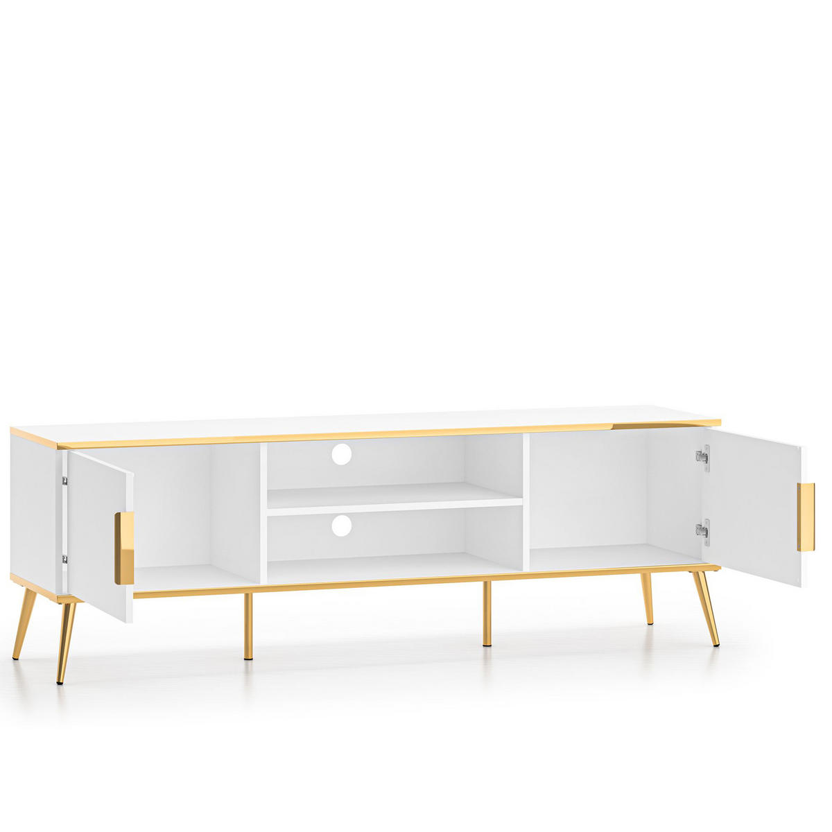 LOWBOARD VELTI TV-Schrank,Weiß - Weiß, Holzwerkstoff (160/53/40cm) - KONSIMO®