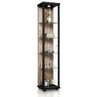 GLASVITRINE 33/37/176 cm mit LED & 4 höhenverstellbaren Glasböden - Transparent/Silberfarben, Glas/Holzwerkstoff (37/176/33cm) - K-Möbel