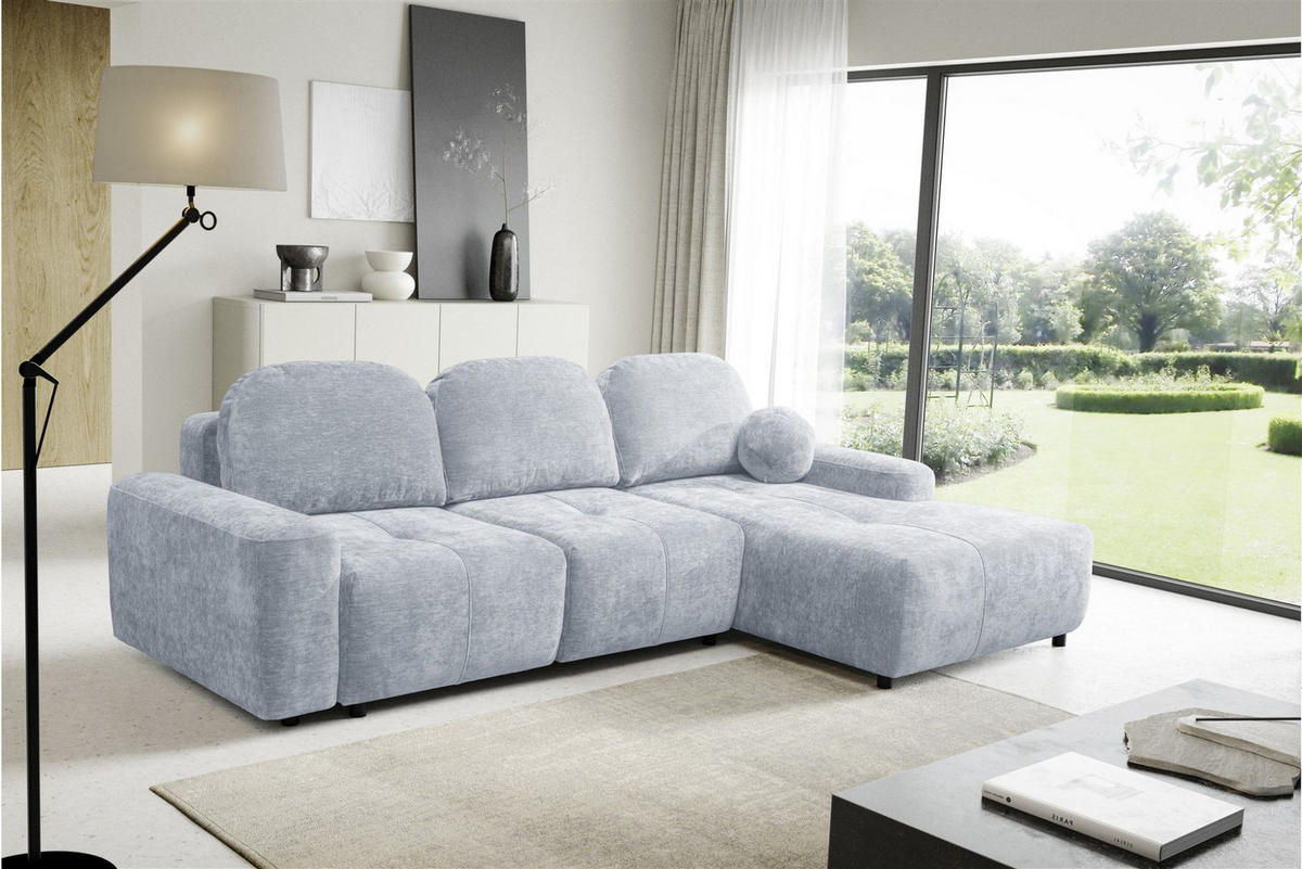 ECKSOFA Argos In Vibe - Hellblau, Holzwerkstoff/Textil (267/170cm) - Fun Möbel
