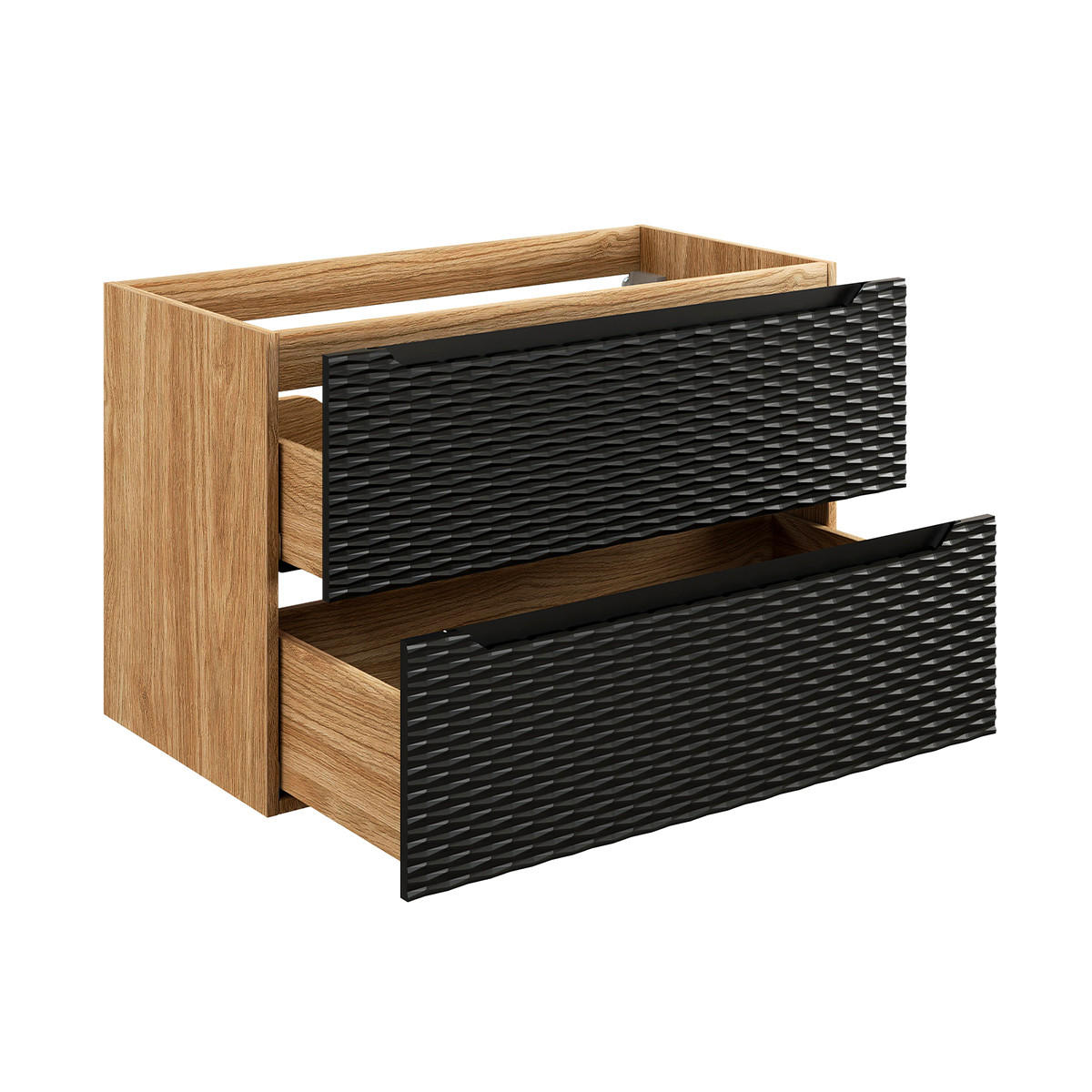 BADMÖBEL 90cm Elora 2er-Set Schwarz und Holz - Schwarz, Holzwerkstoff (90/59/46cm) - Petits-meubles