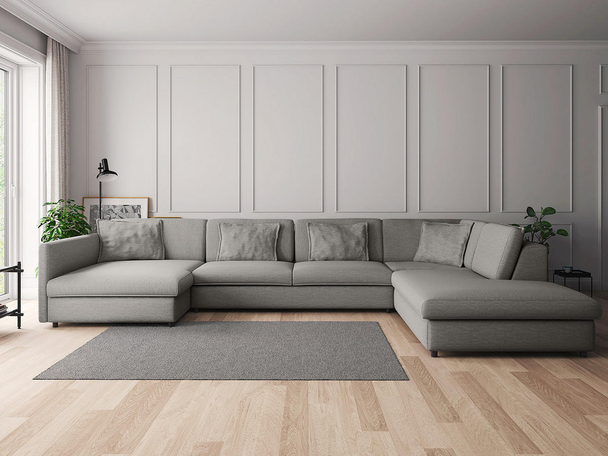 WOHNLANDSCHAFT - Schwarz/Grau, Kunststoff/Textil (431/84/272cm) - home24