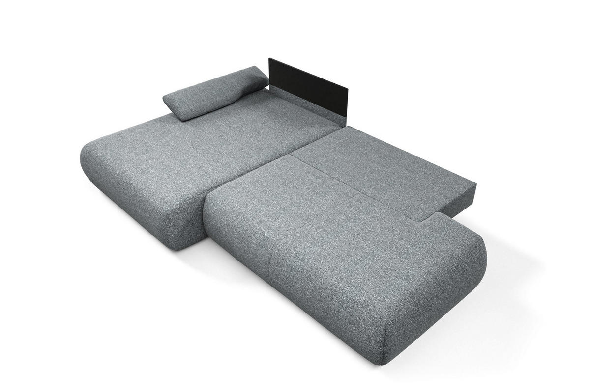 ECKSOFA DELTA L-S Grau Geflochtener Stoff mit Schlaffunktion - Grau, Holz (286/173.5cm) - MASSENO