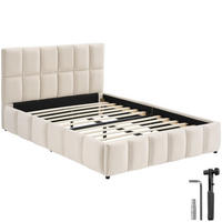 POLSTERBETT Shirley, Belastbarkeit 250 kg, Samtoptik sand - Gelb/Samtahornfarben, Holz (120/200cm) - tectake