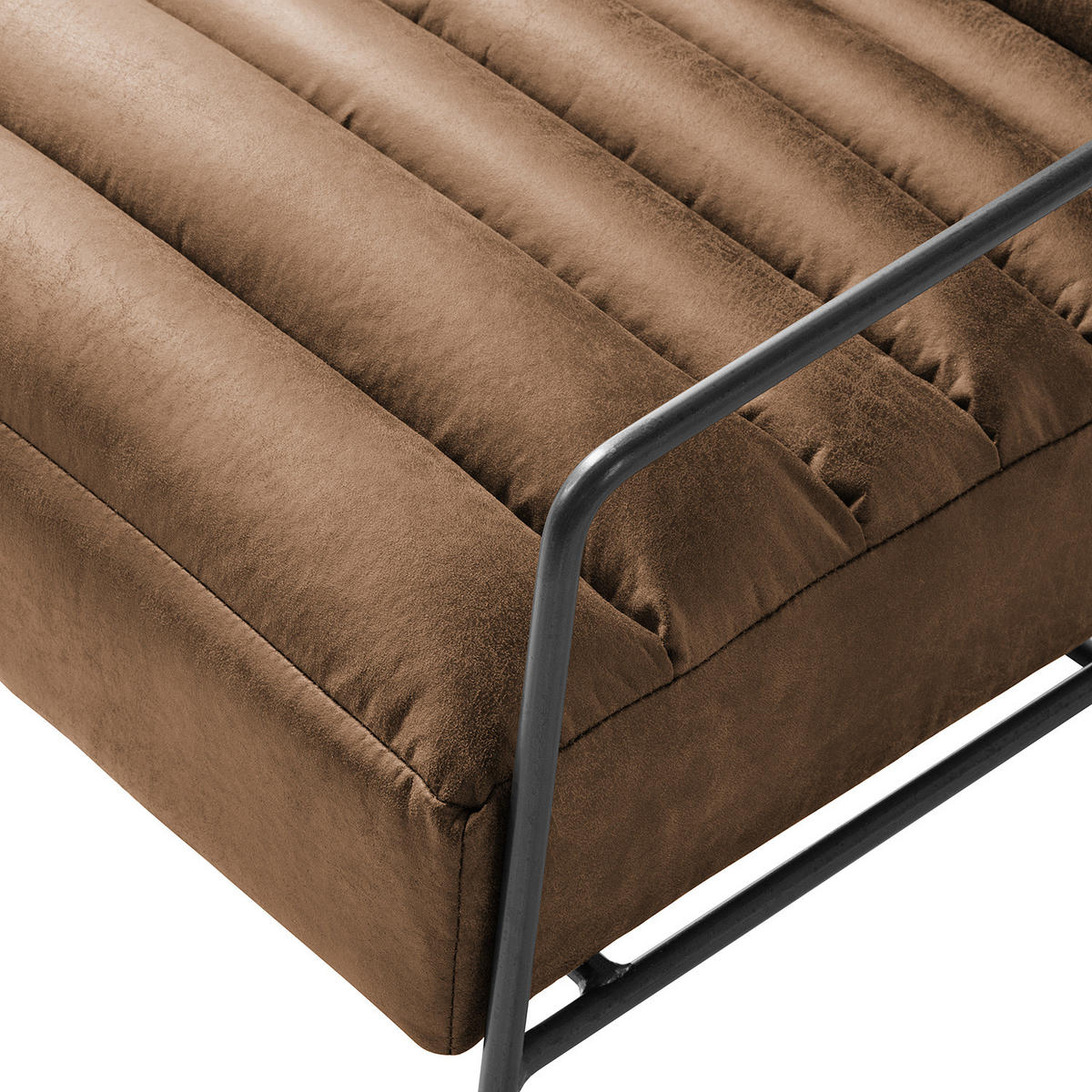 SESSEL - Antiklederlook - Grau, Textil/Metall (63/71/78cm) - home24