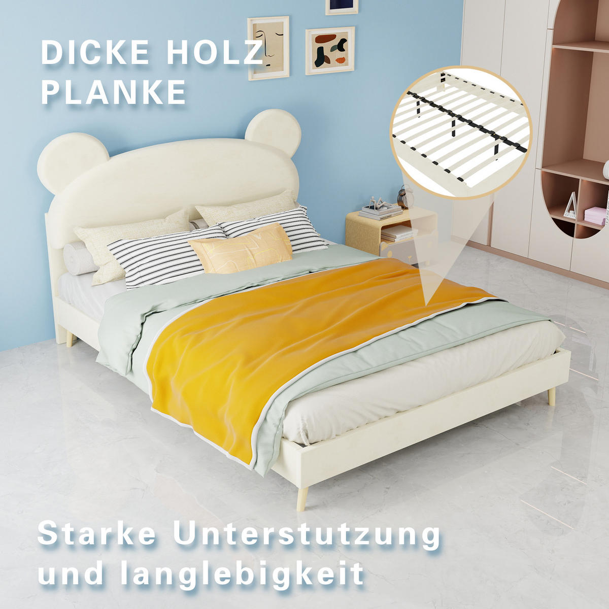 KINDERBETT 140/200 cm DE-32976 mit Matratze Beige - Beige, Metall (140/200cm) - ComfortXL