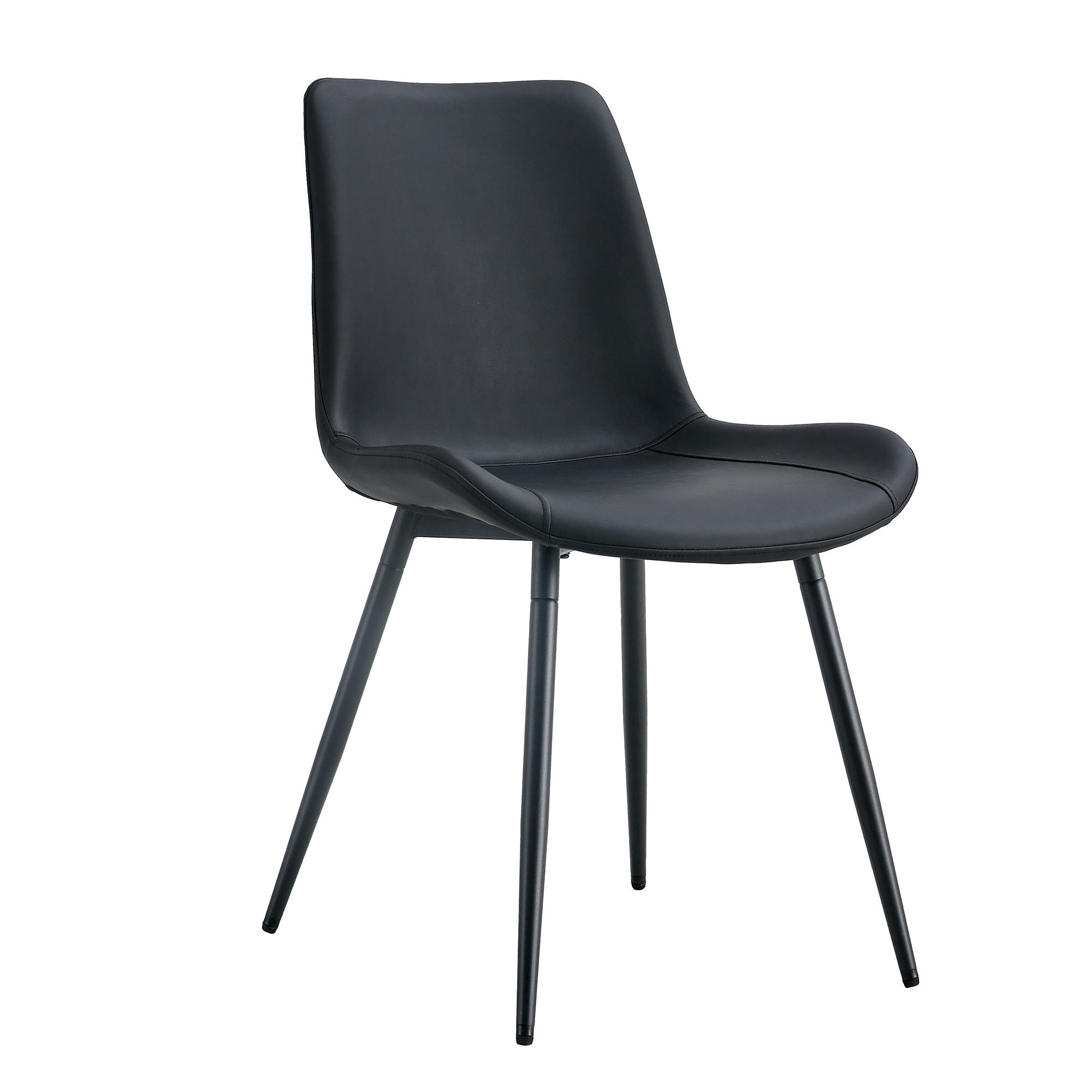 STUHL-SET DE-36498 4 Stück mit Kunstlederbezug Schwarz - Schwarz, Metall (47/83/50cm) - ComfortXL