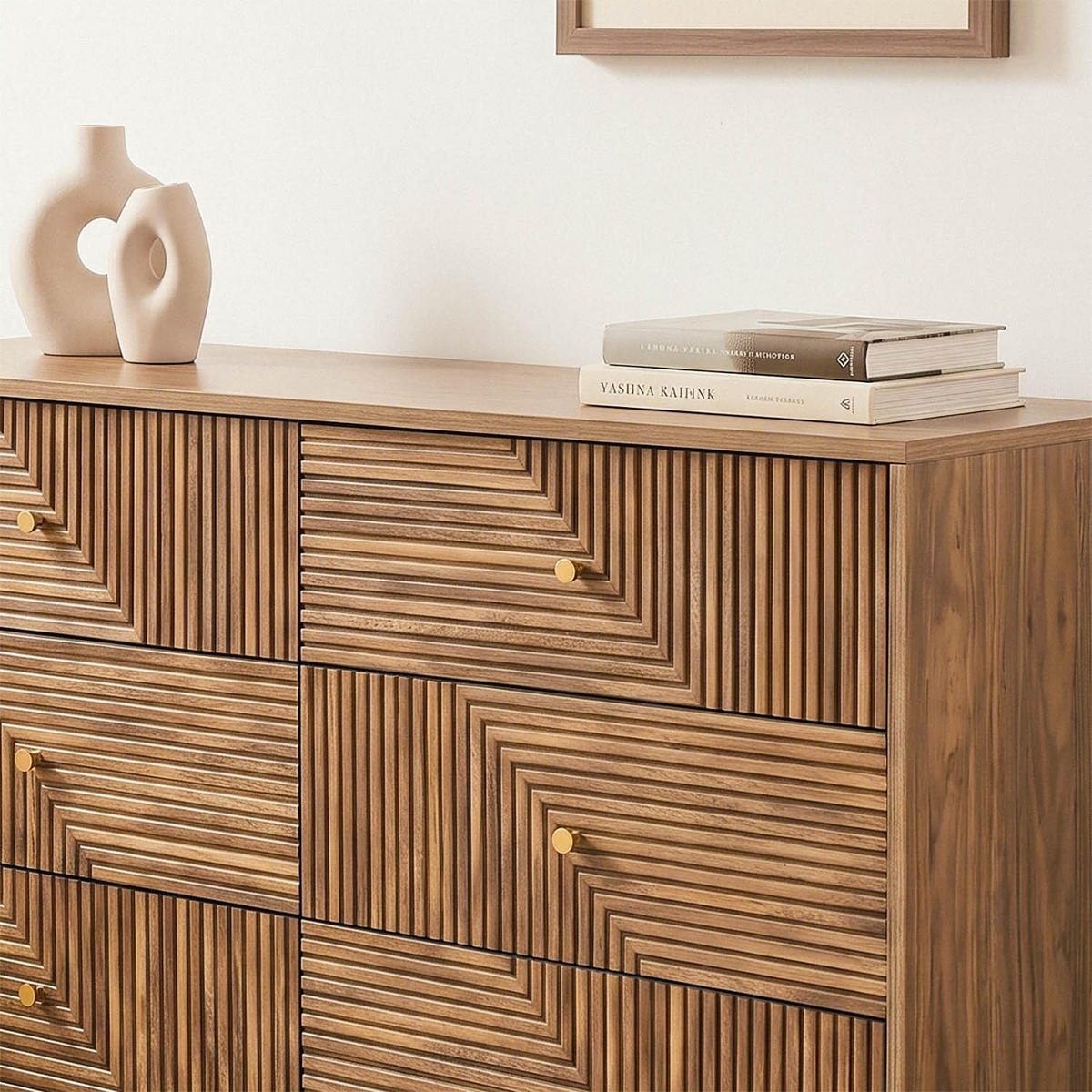KOMMODE mit 6 Schubladen und laminierten Fronten 39/75/120 cm - Eschefarben, Holzwerkstoff (39/75/45cm) - Calicosy