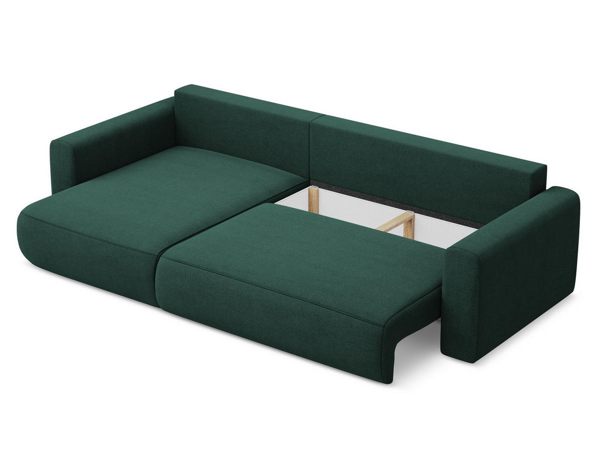 ECKSOFA mit Schlaffunktion Strukturstoff Stoff Grün - Dunkelgrün/Schwarz, Kunststoff/Textil (149/278cm) - Makamii