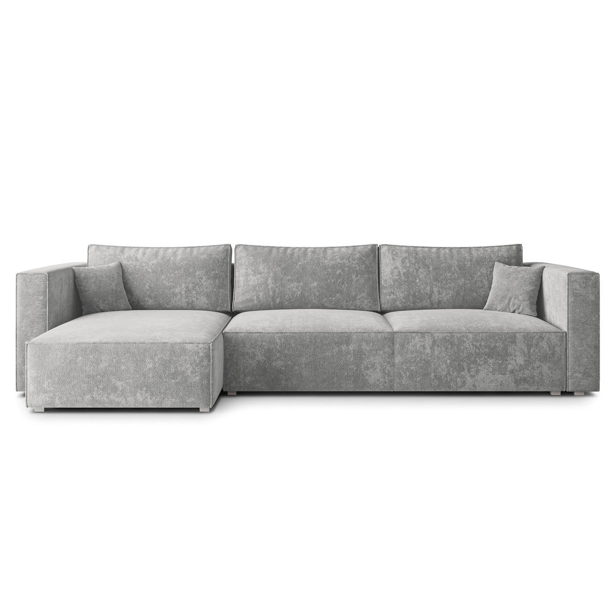ECKSOFA TOLMO LM Hellgrau Chenille mit Schlaffunktion - Hellgrau, Holzwerkstoff/Textil (347/148cm) - MASSENO
