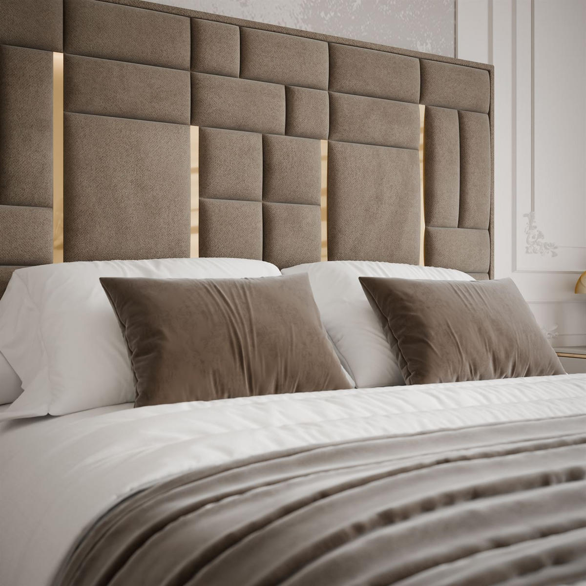 POLSTERBETT BRIGITTE GOLD mit Bettkasten 140x200 cm Element 06 - Beige, Textil (140/200cm) - Lookway