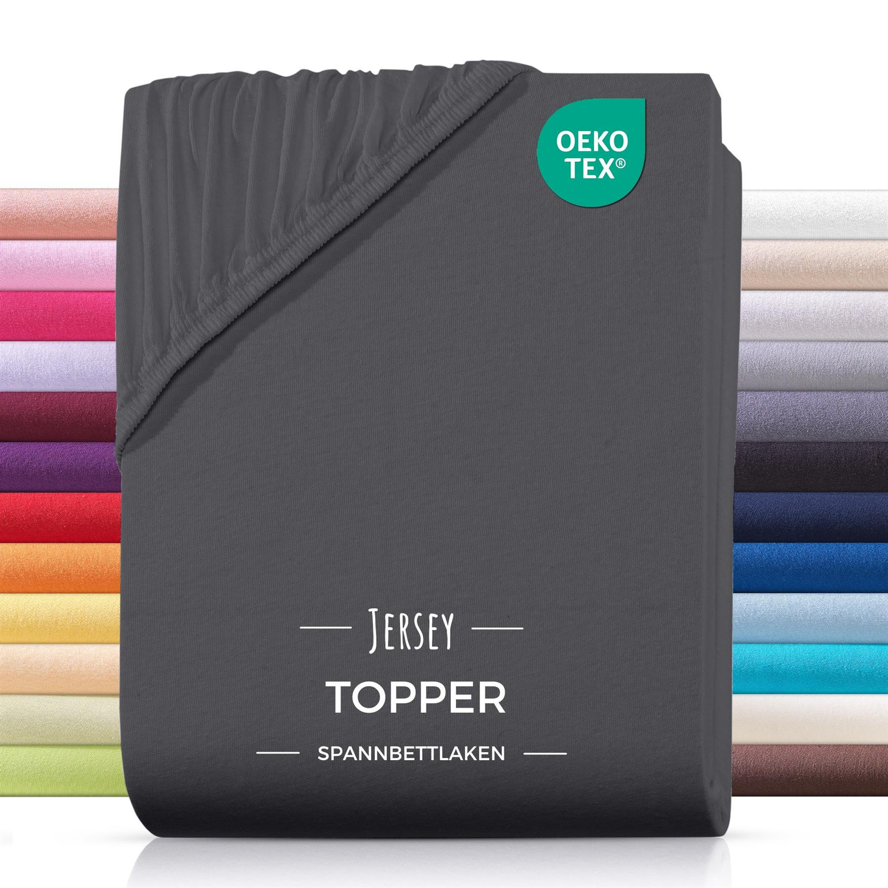 TOPPER-SPANNBETTLAKEN Jersey Bettlaken 180x200 cm Anthrazit - Anthrazit, Textil (180/200cm) - Carpe Sonno