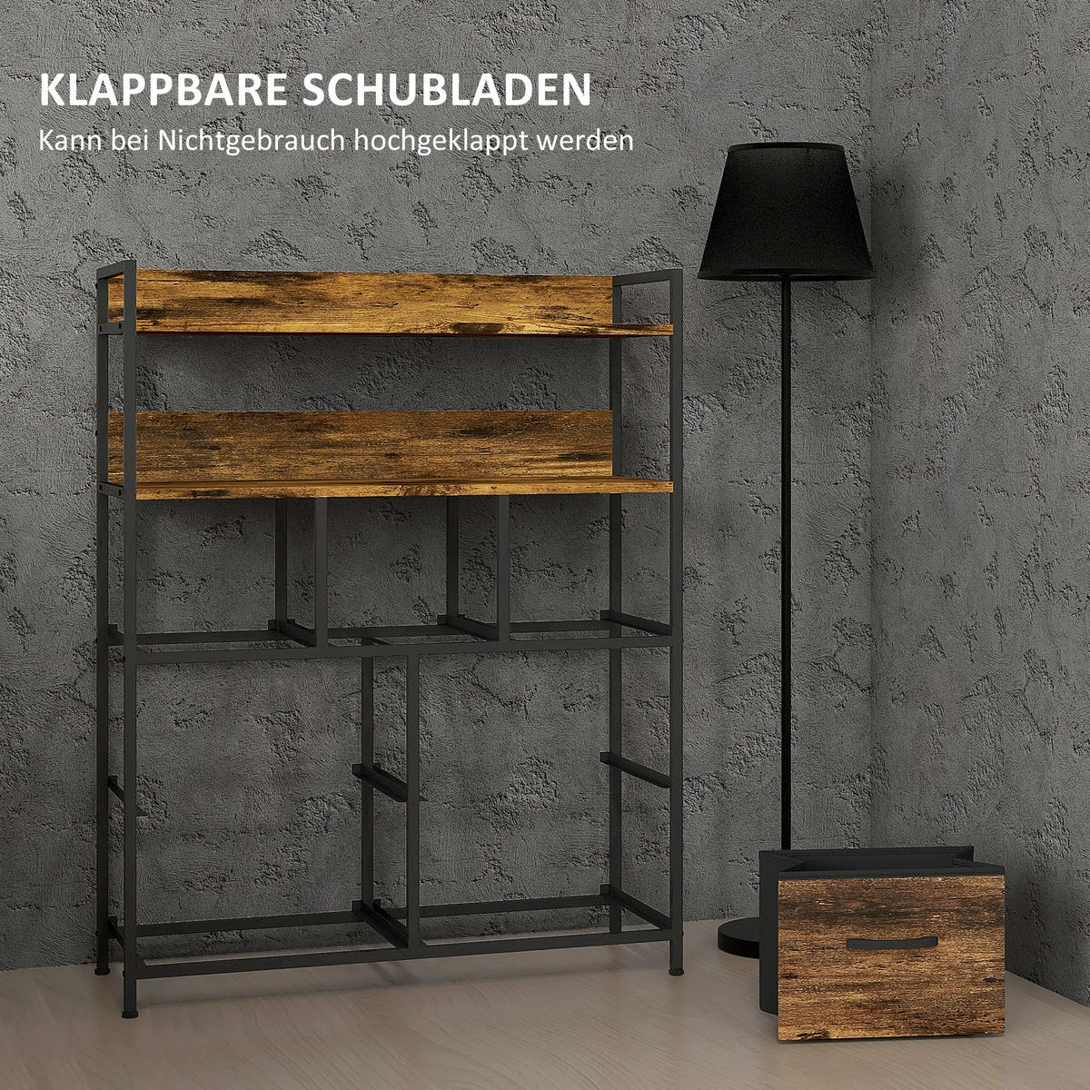 KOMMODE aus Stoff mit 7 Schubladen, Rustikal-Braun - Braun, Textil (79/101/29cm) - HOMCOM