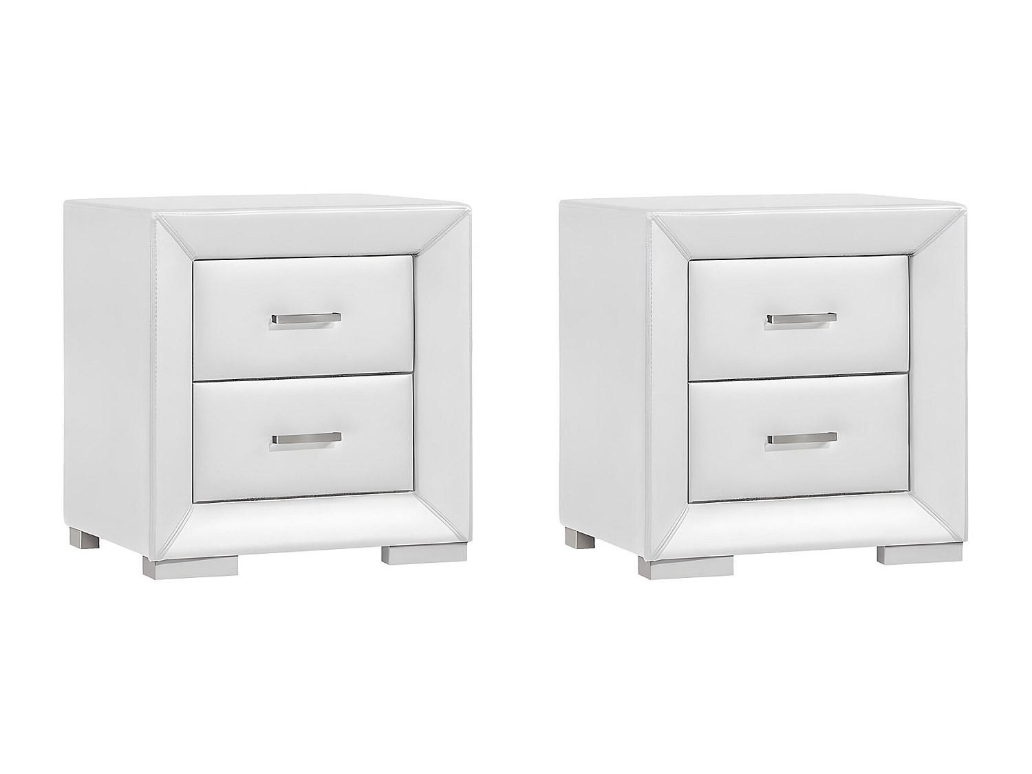 NACHTTISCH - 51.5 cm x 43 cm - Kunstleder - Weiß - CAPITOLE - Weiß, Leder (51.5/54.5/43cm) - Vente-Unique