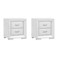 NACHTTISCH - 51.5 cm x 43 cm - Kunstleder - Weiß - CAPITOLE - Weiß, Leder (51.5/54.5/43cm) - Vente-Unique