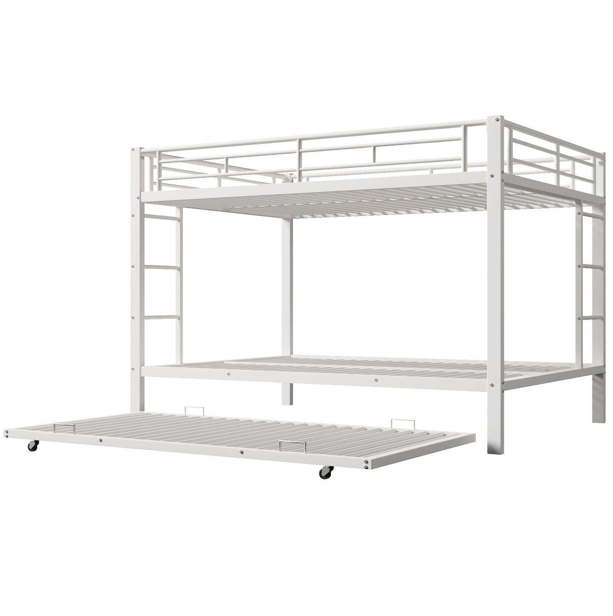 ETAGENBETT 140x200 cm in Weiß mit Ausziehbett und hohen Geländern - Weiß, Metall (140/200cm) - IVMEU