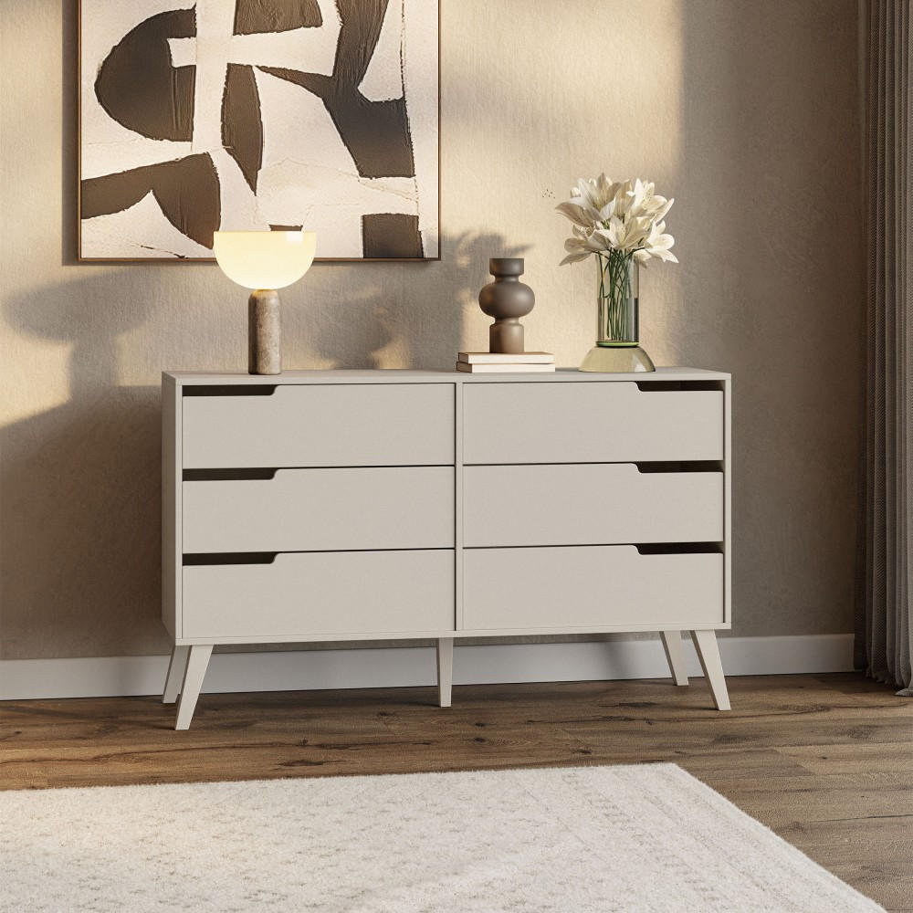 KOMMODE Norel mit 6 Schubladen, Kaschmir - Kaschmir, Holz/Holzwerkstoff (137/80/40cm) - Beautysofa