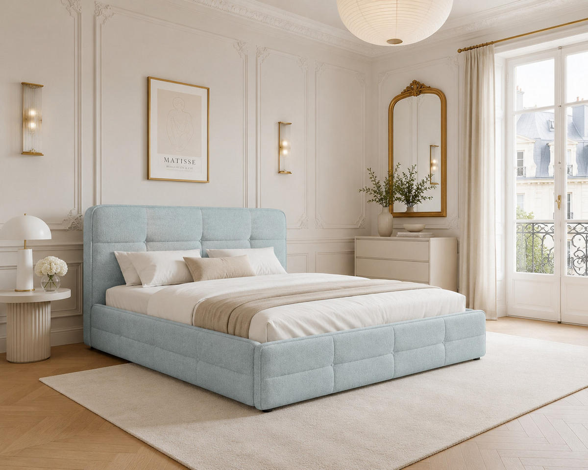 POLSTERBETT 17 140 x 200 cm – Aragon – Bett mit Federmechanismus und Stauraum - Blau, Holz (140/200cm) - ROYAL24_MARKT