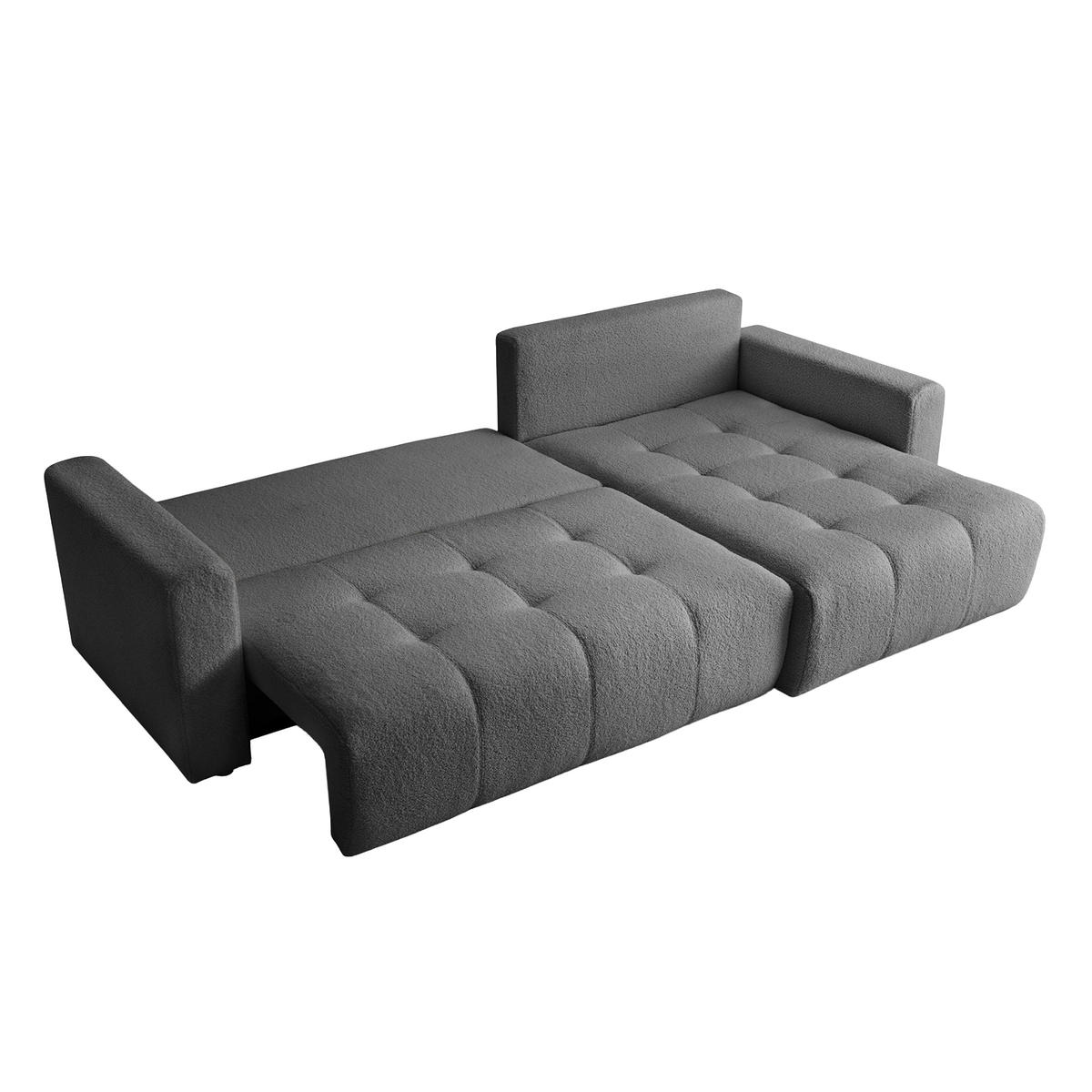 ECKSOFA WALONGO mit Schlaffunktion, Grau - Dunkelgrau, Textil (261/143cm) - Fedve