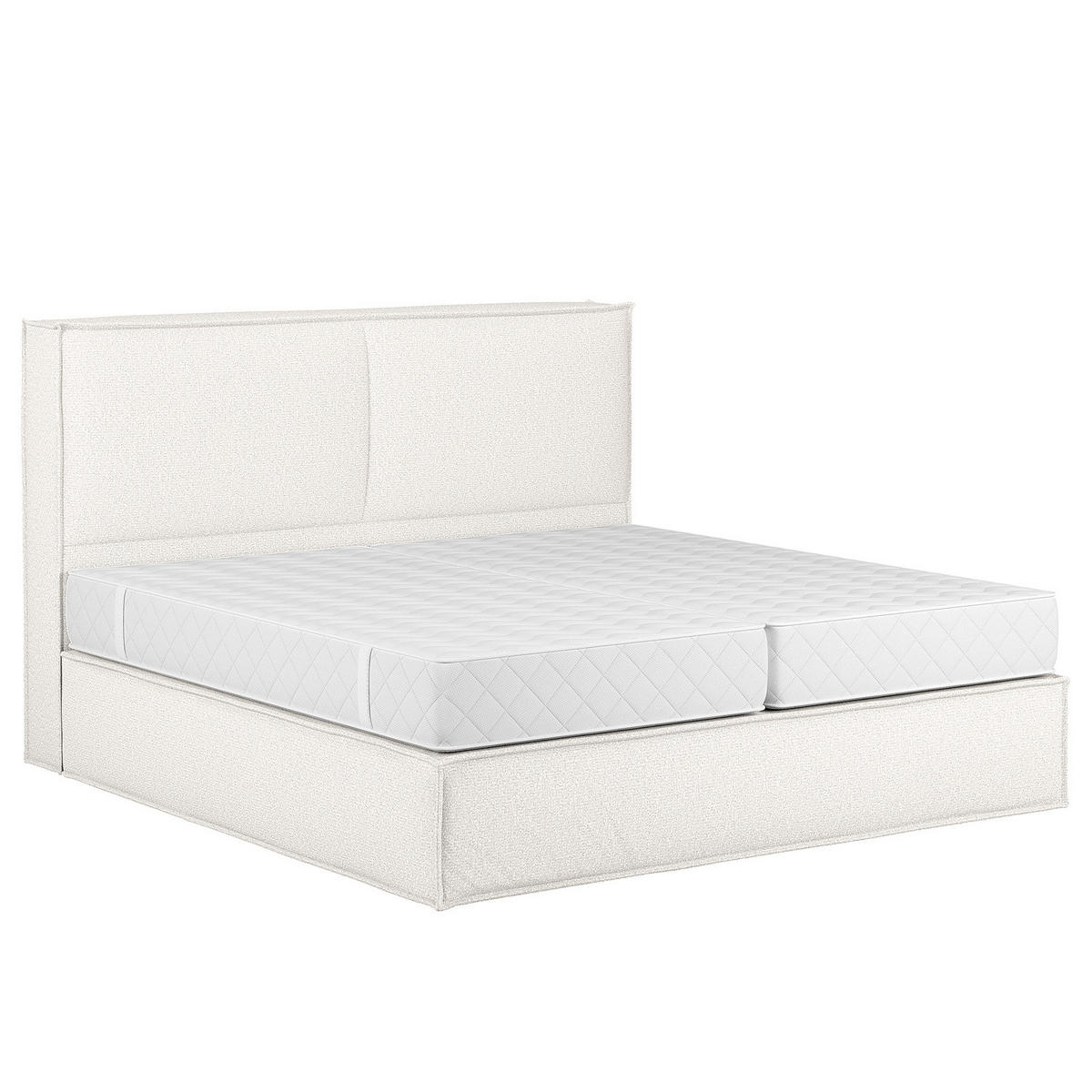 BOXSPRINGBETT mit Kopfteil - Premium - Weiß, Textil (180/200cm) - home24