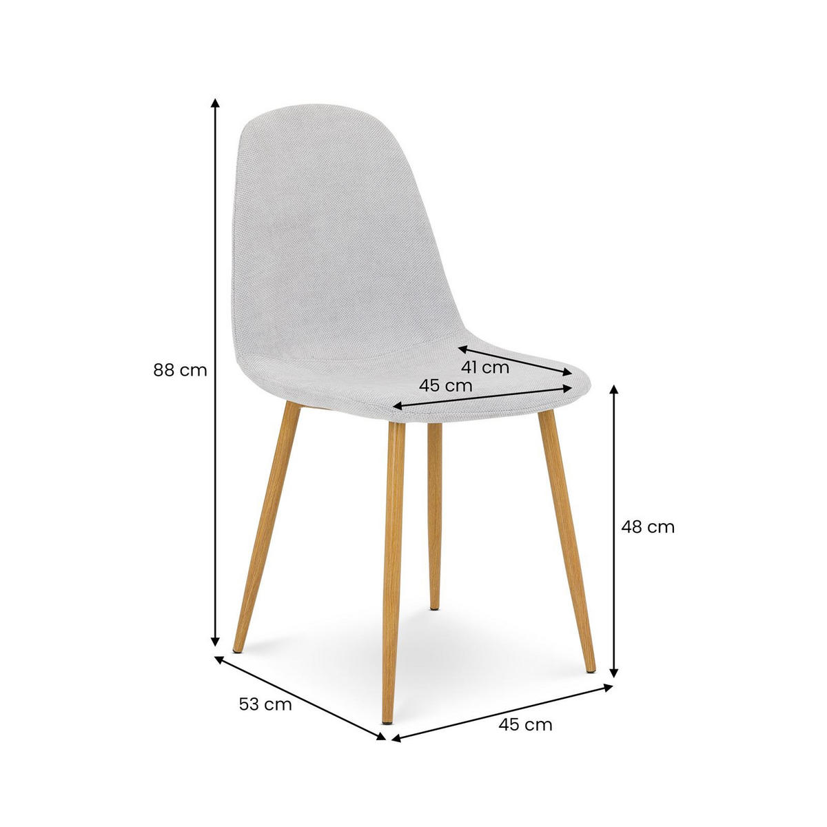 ESSZIMMERSTUHL PUNTA 4er-Set hellgrau - Hellgrau, Textil (45/86/53cm) - IDIMEX