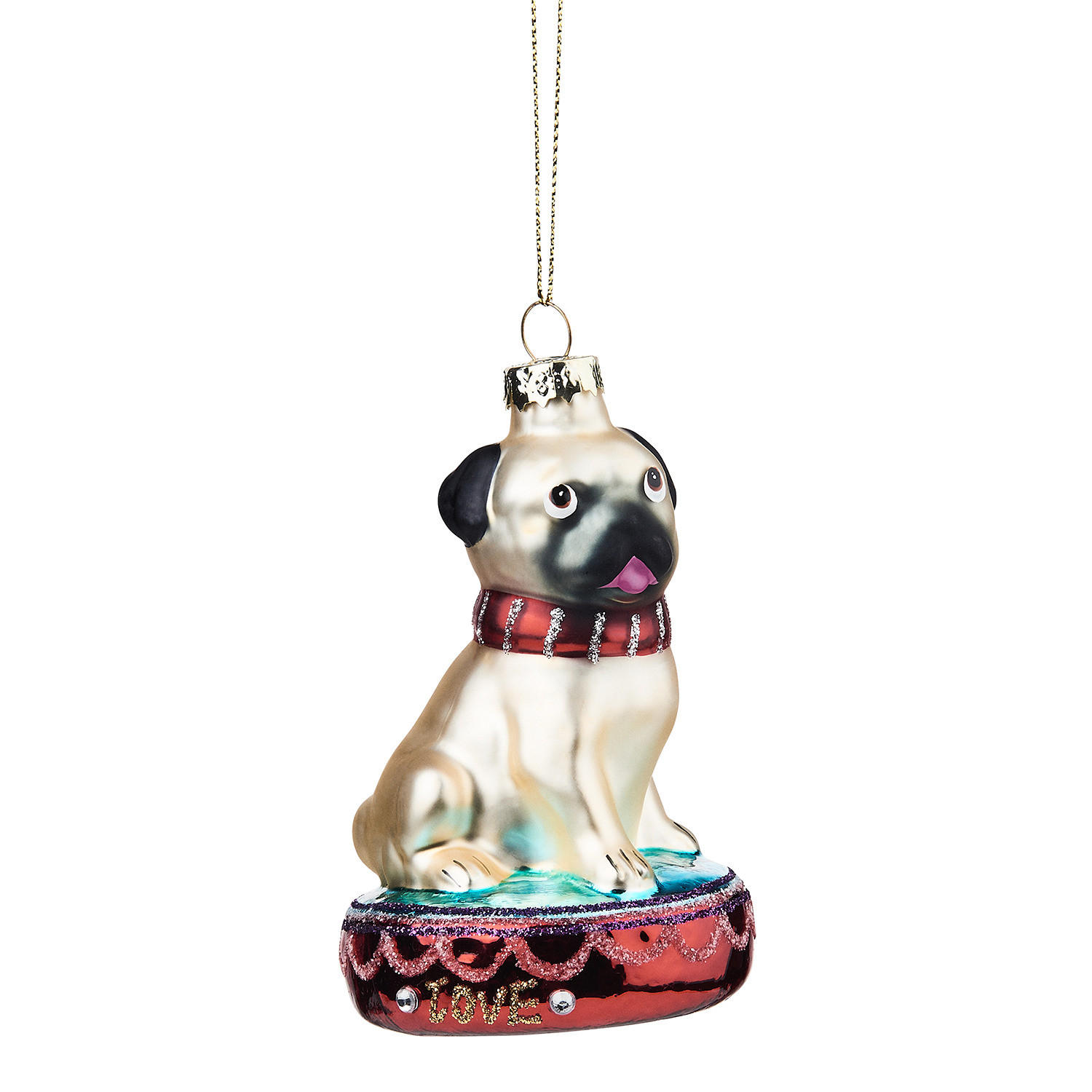 BUTLERS Baumhänger HANG ON Mops - Creme, Glas (7/11/7cm) - Butlers