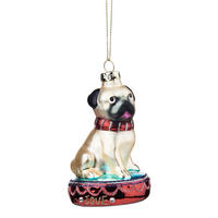 BUTLERS Baumhänger HANG ON Mops - Creme, Glas (7/11/7cm) - Butlers