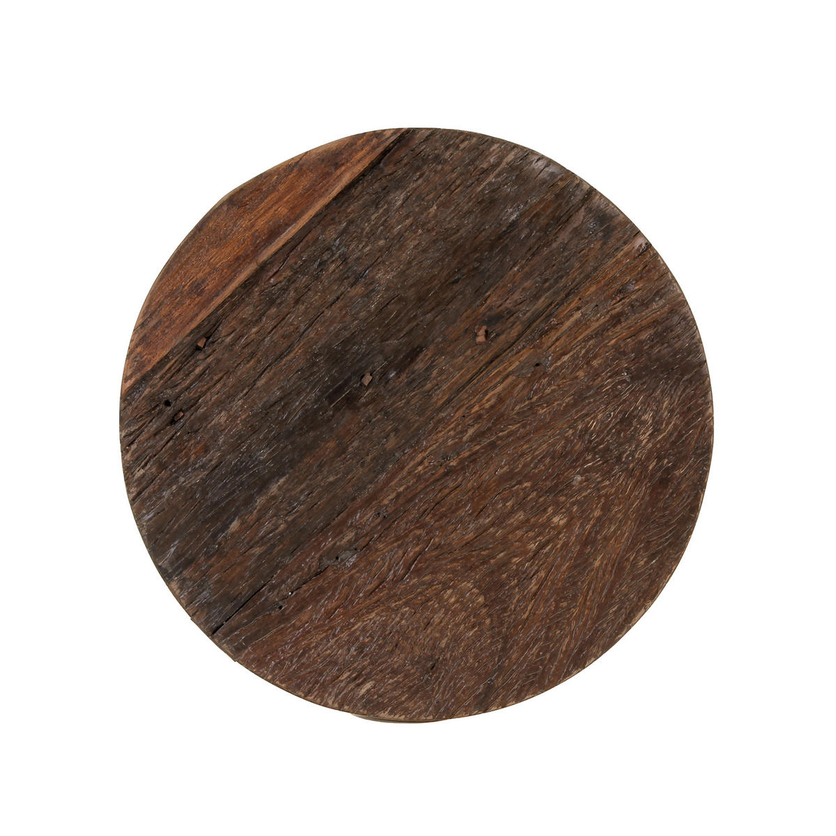 COUCHTISCH rund Ø50x50 cm Natur-Schwarz aus Altholz mit Metallgestell - Braun, Holz (50/50/50cm) - WOMO-DESIGN