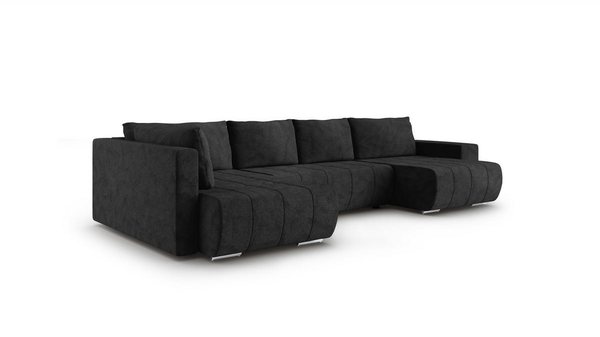 WOHNLANDSCHAFT Armanda - Schwarz, Holzwerkstoff/Textil (392/83/185cm) - Fun Möbel