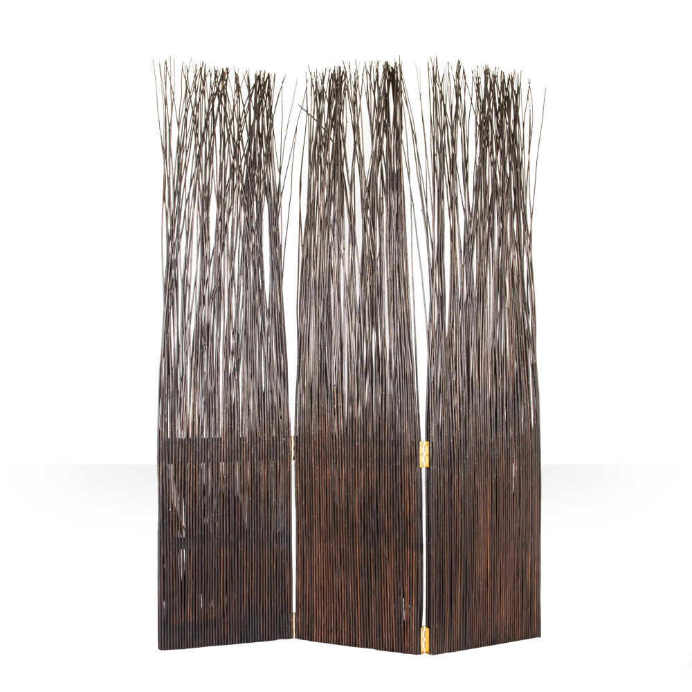 PARAVENT 3-tlg. 120/170 cm Dunkelbraun Weide - Dunkelbraun, Naturmaterialien (120/170/3cm) - Homestyle4u