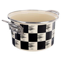 EMAILLIERTOPF Schachbrett mit Karomuster beige - Beige, Metall (18cm) - Orion 