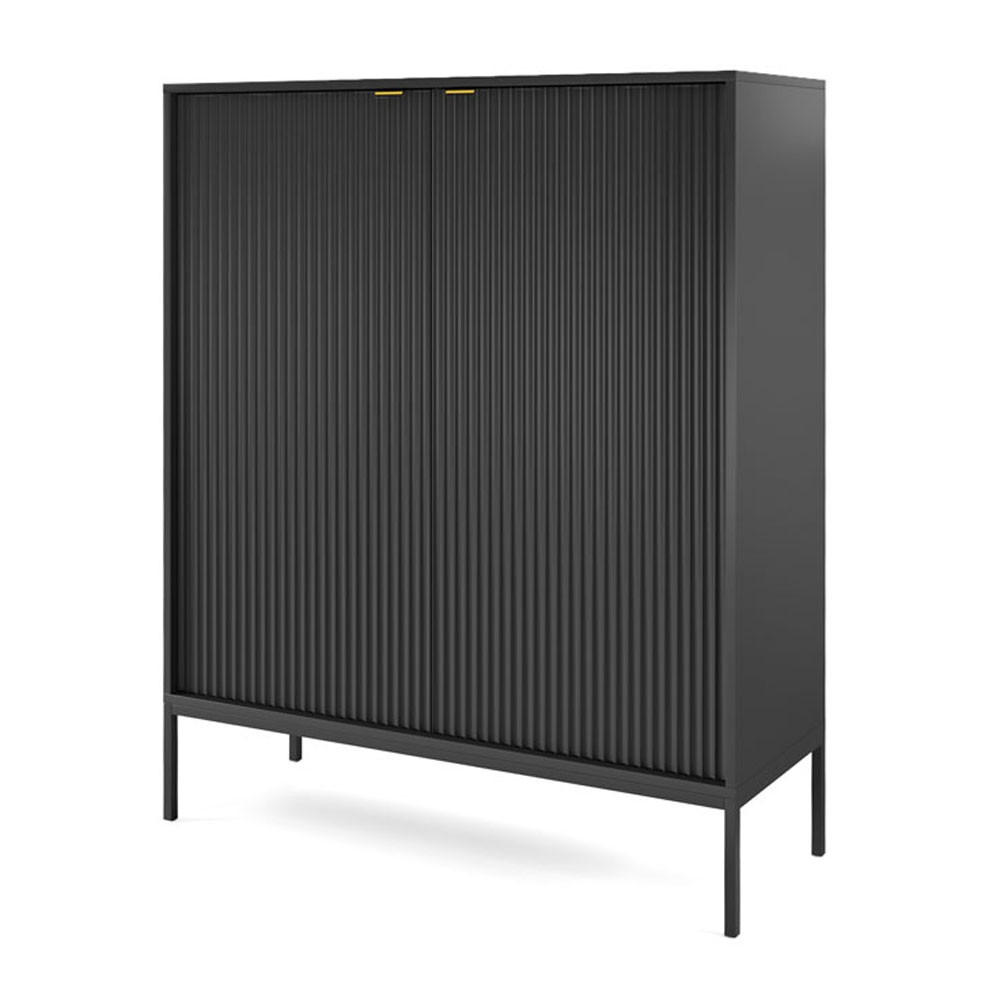 Feldmann-Wohnen Highboard Schwarz 104x125x39 cm