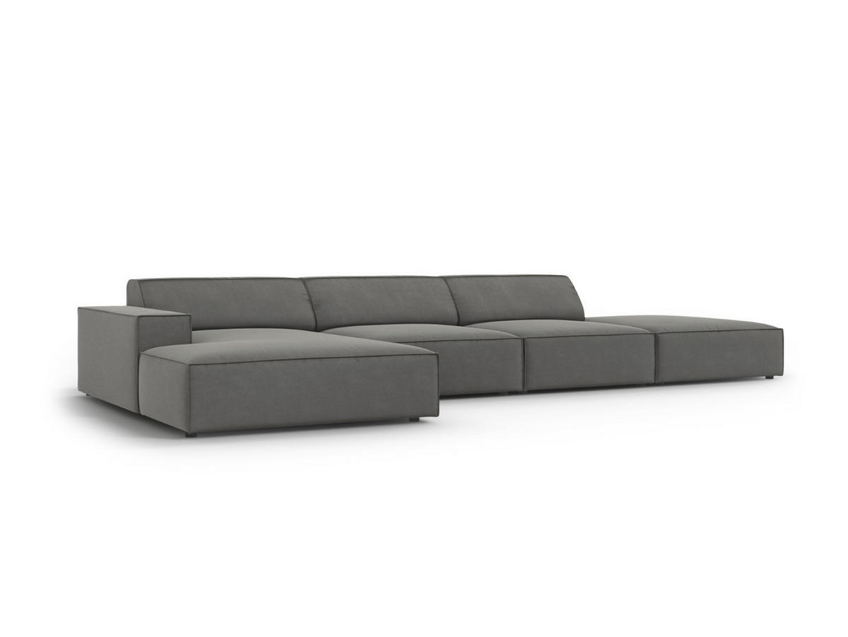 ECKSOFA links Jodie aus Samt hellgrau 5 Sitzplätze - Hellgrau, Textil (166/341cm) - Micadoni