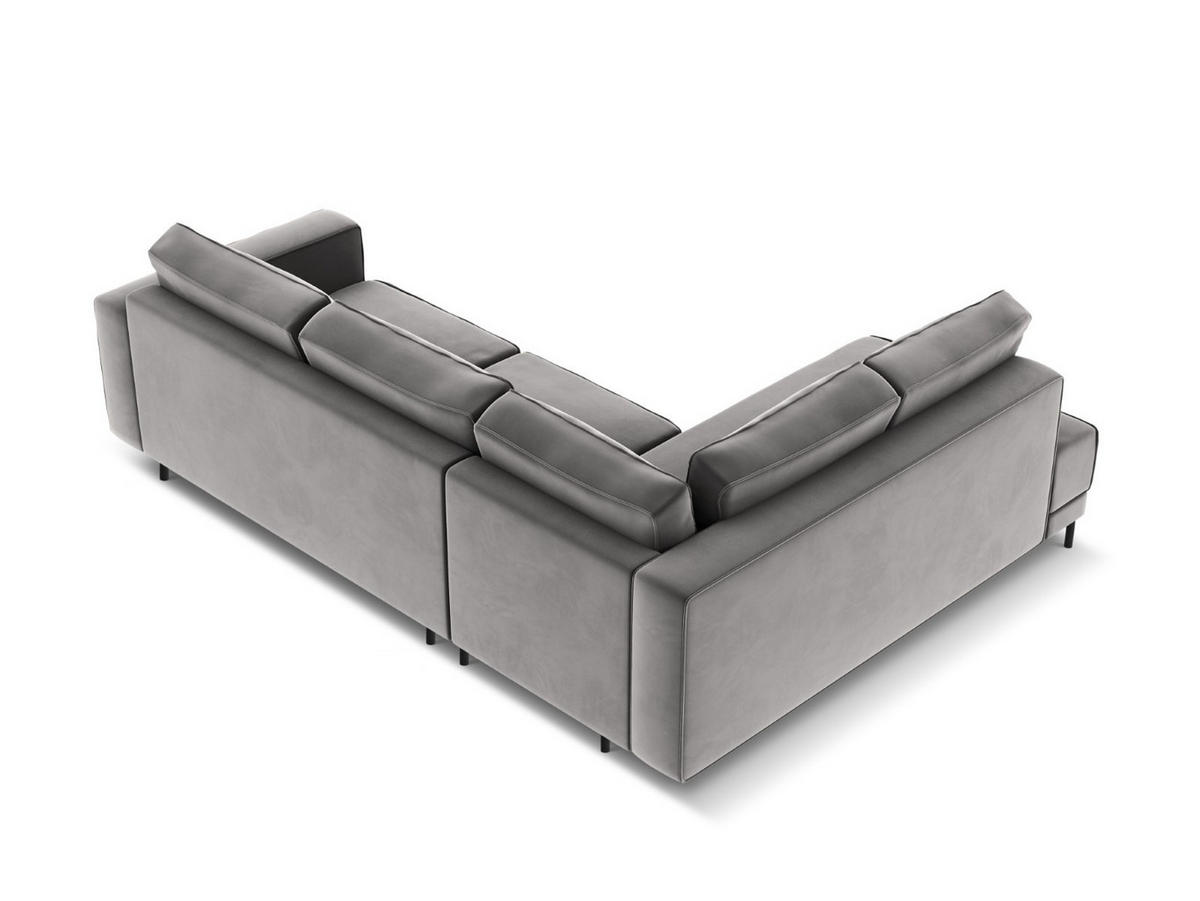 AUSKLAPPBARES-ECKSOFA links Caro aus Samt hellgrau 5 Sitzplätze - Hellgrau, Textil (187/247cm) - Micadoni