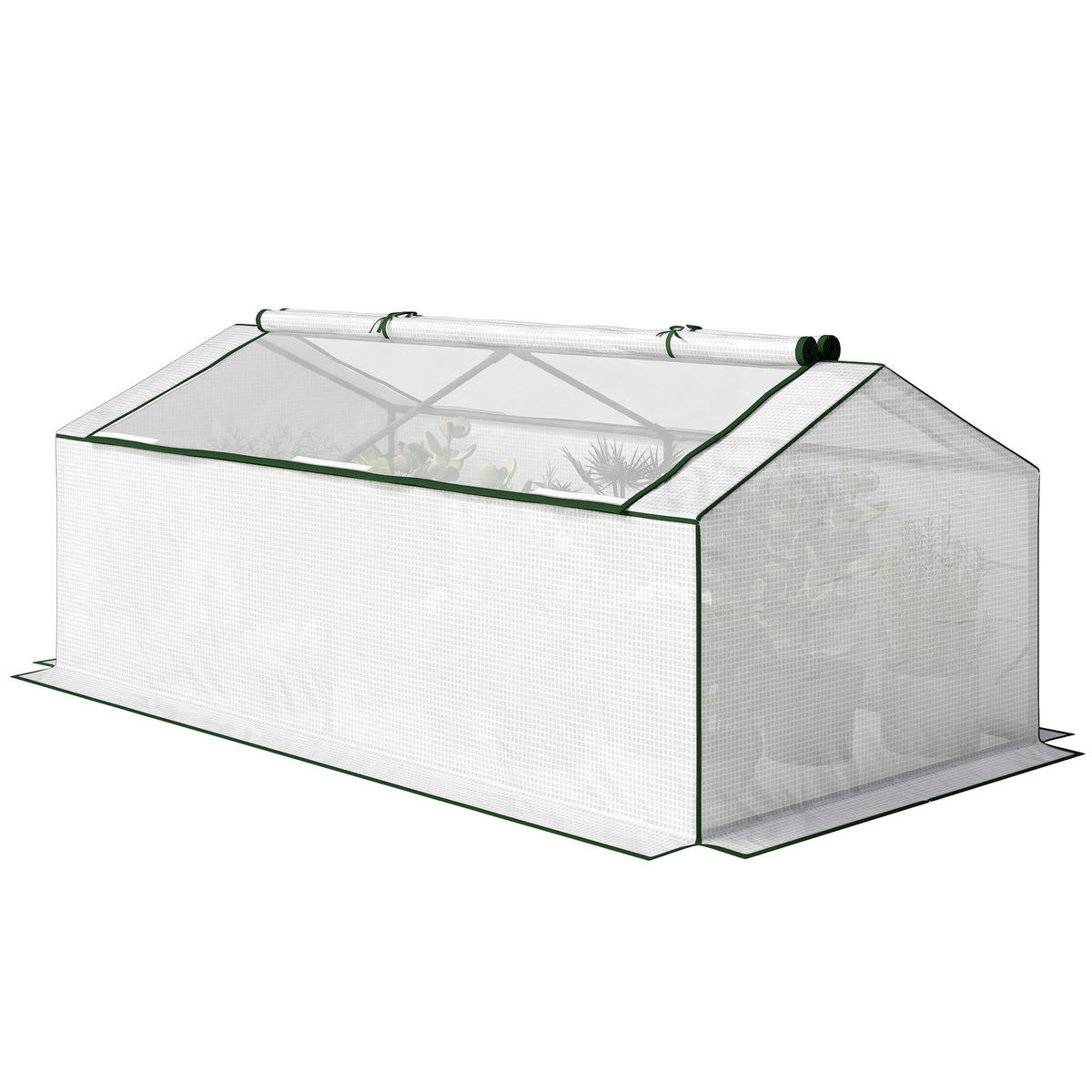 MINI-GEWÄCHSCHAUS DE-05788 Winterfest, mit PE-Folie & Netzfenstern Weiß - Weiß, Kunststoff/Metall (90/70/180cm) - ComfortXL