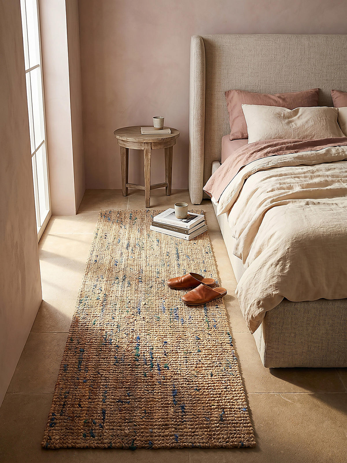 JUTETEPPICH handgewebt ERME, in Naturjute, Natur-Blau, 60 x 230 cm - Beige, Textil (60/230cm) - KADIMA DESIGN