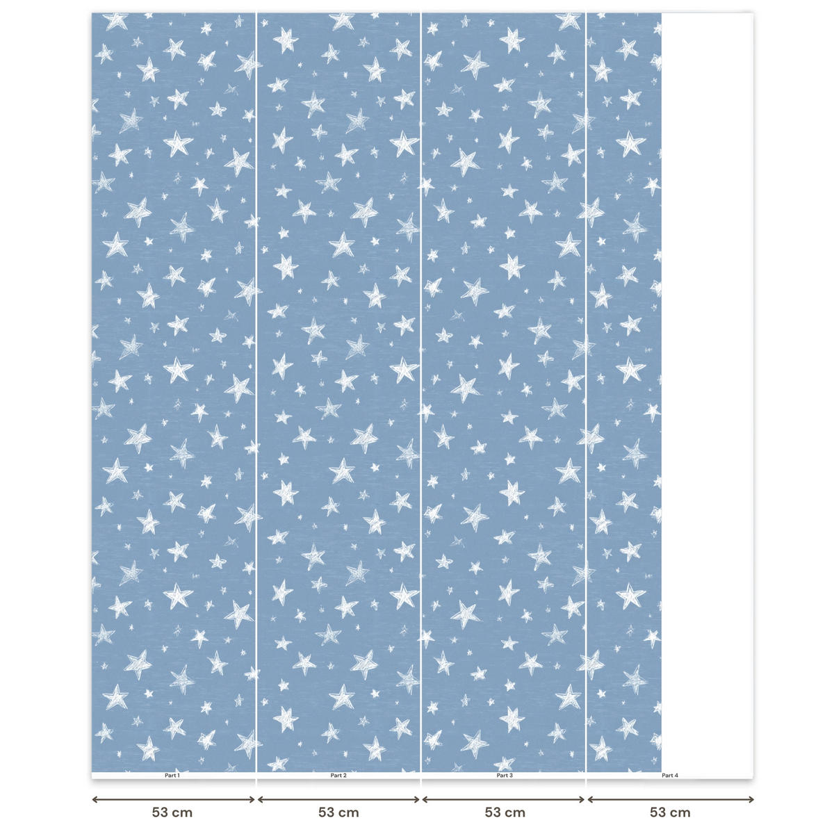 KINDERTAPETE - Sterne - Muster - Blau - 180x240 cm - Hellblau, Papier (180/240cm) - OnlyWow