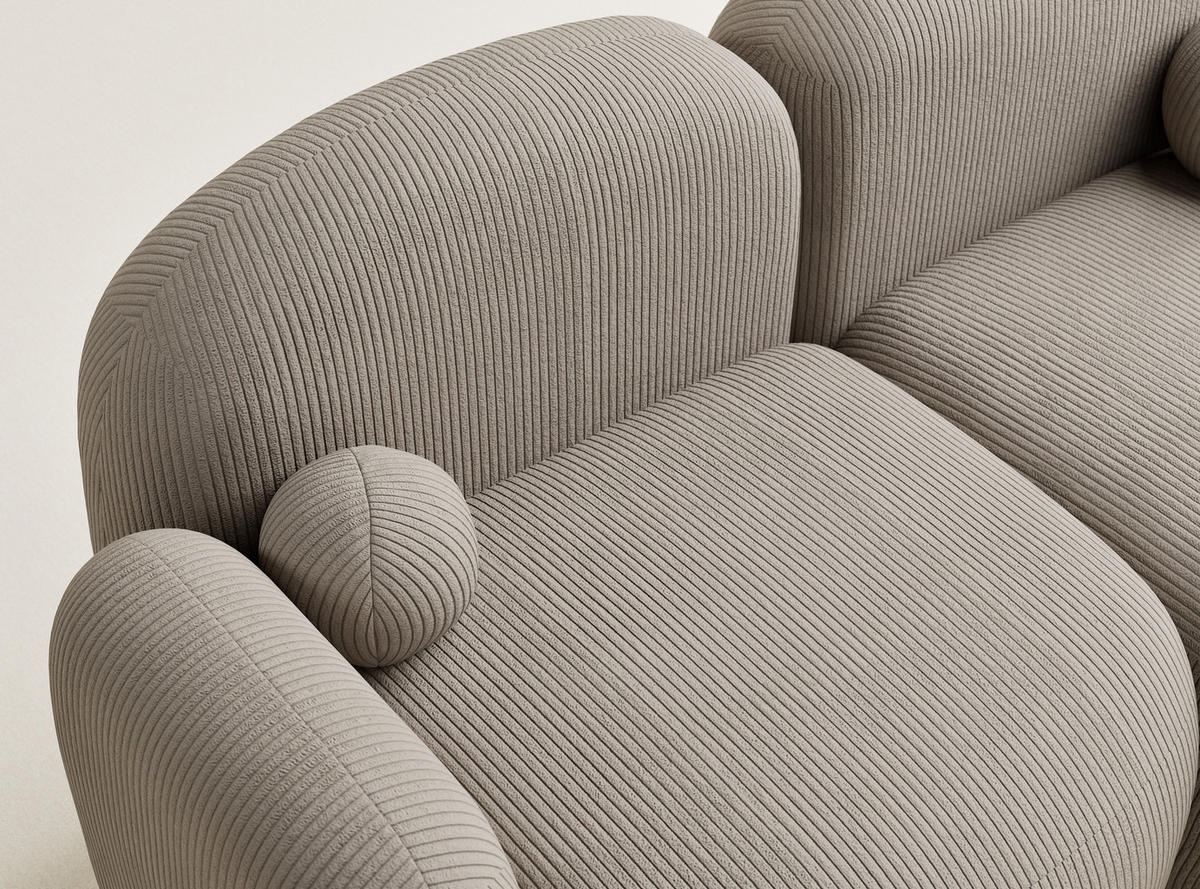ECKSOFA Bahama Beige Samtstoff - Beige/Schwarz, Holz/Holzwerkstoff (190/146cm) - Maison de Reve